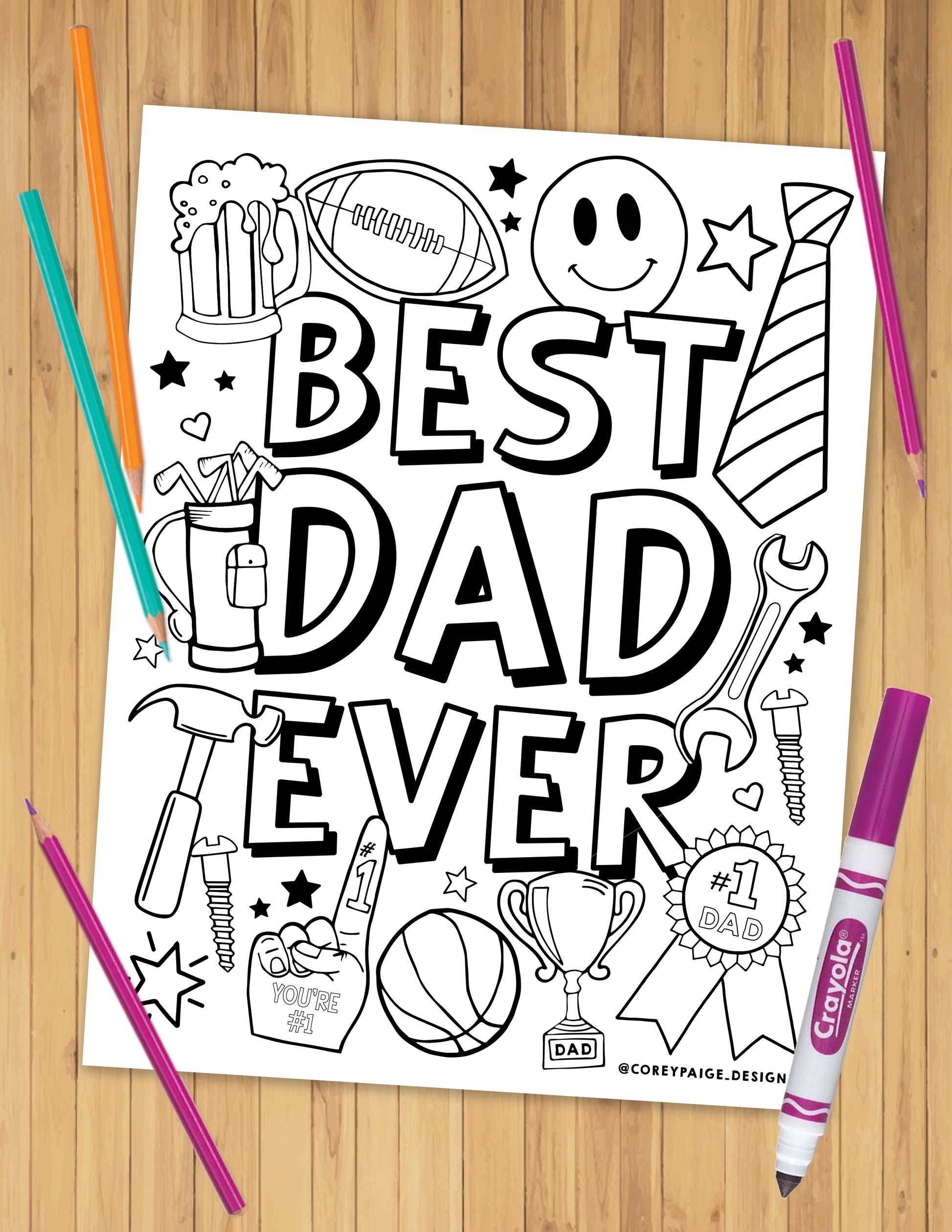 Best dad ever coloring sheet â