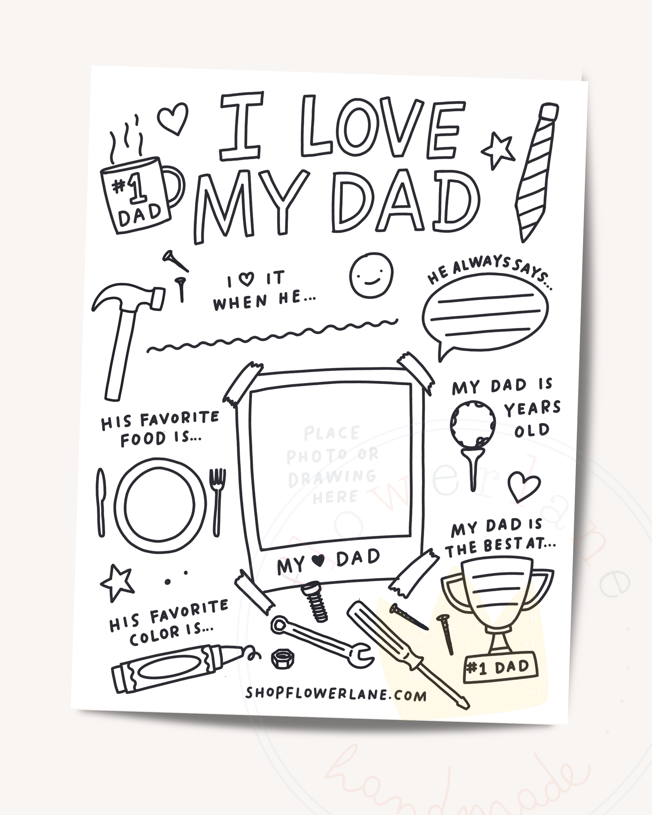 I love my dad printable â flower lane