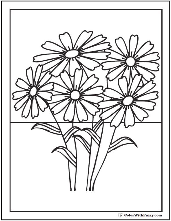Daisy coloring pages customizable pdfs flower coloring pages free coloring pages printable flower coloring pages