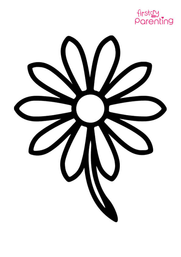 Daisy flower coloring page for kids