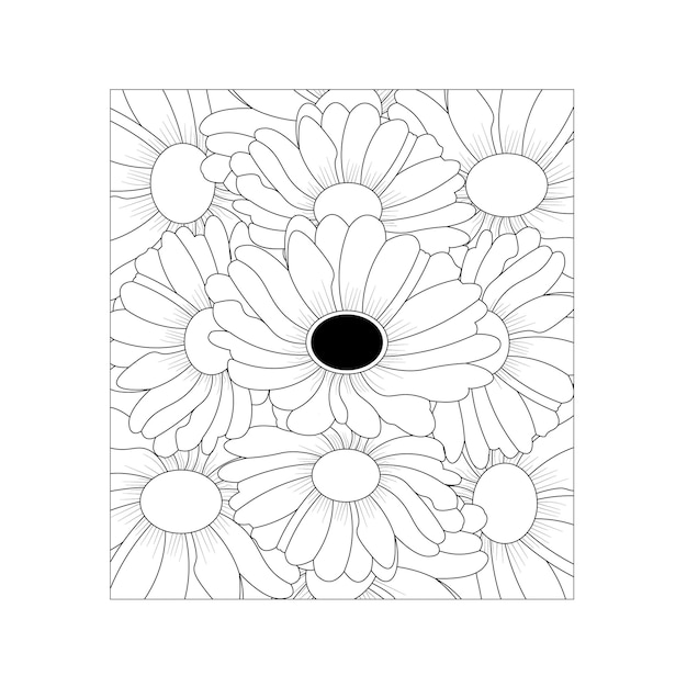 Premium vector hand drawn daisy flower coloring page line art drawing with decorative vector illustration