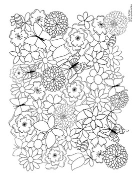 Cute printable springtime flowers coloring page for may â floral bouquet daisy