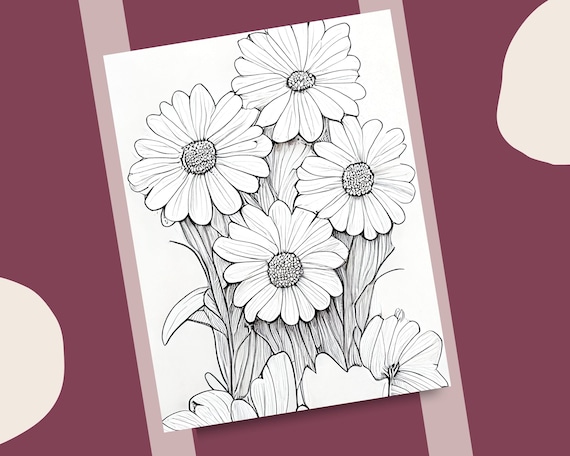 Daisies coloring pages beatiful daisy flowers theme printable coloring book flower coloring page download now
