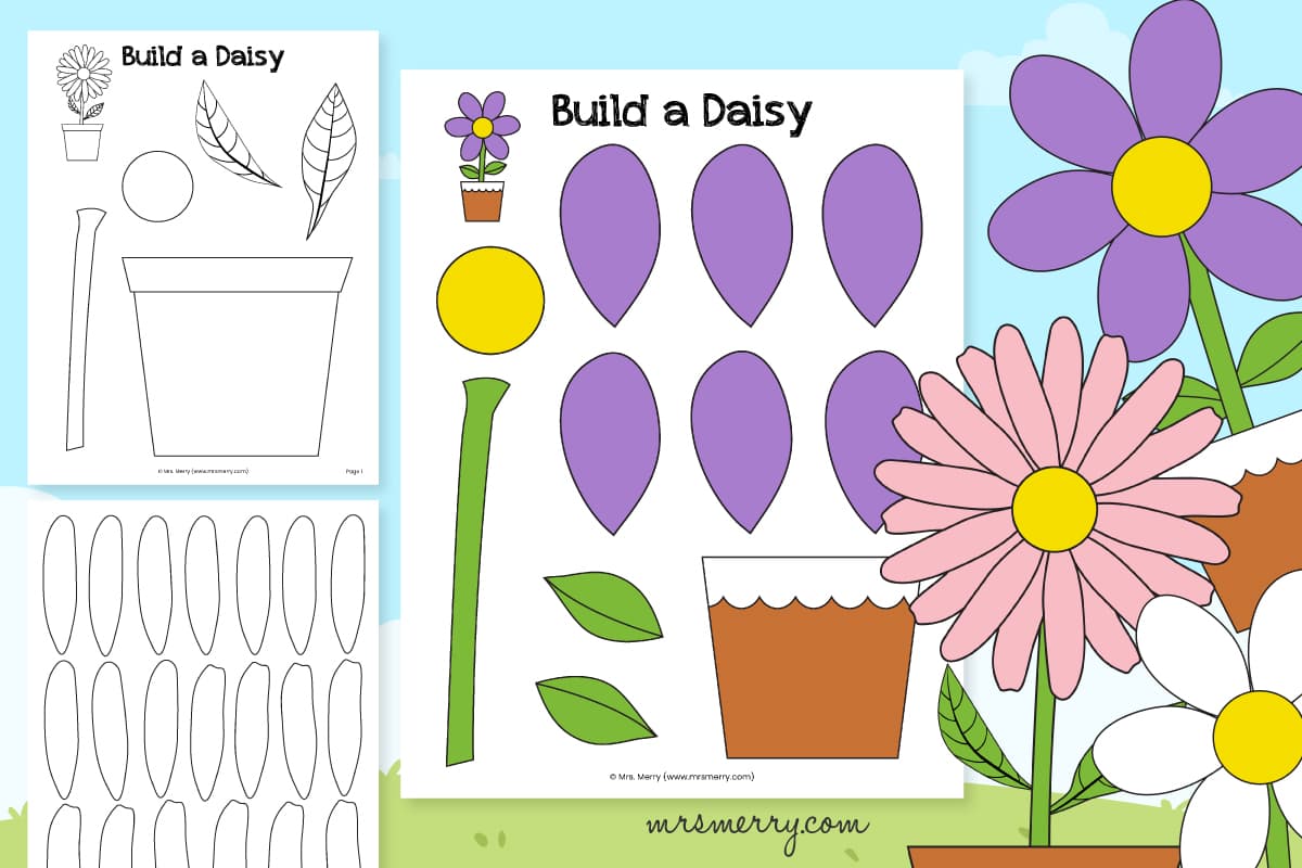 Free daisy flower printable template mrs merry