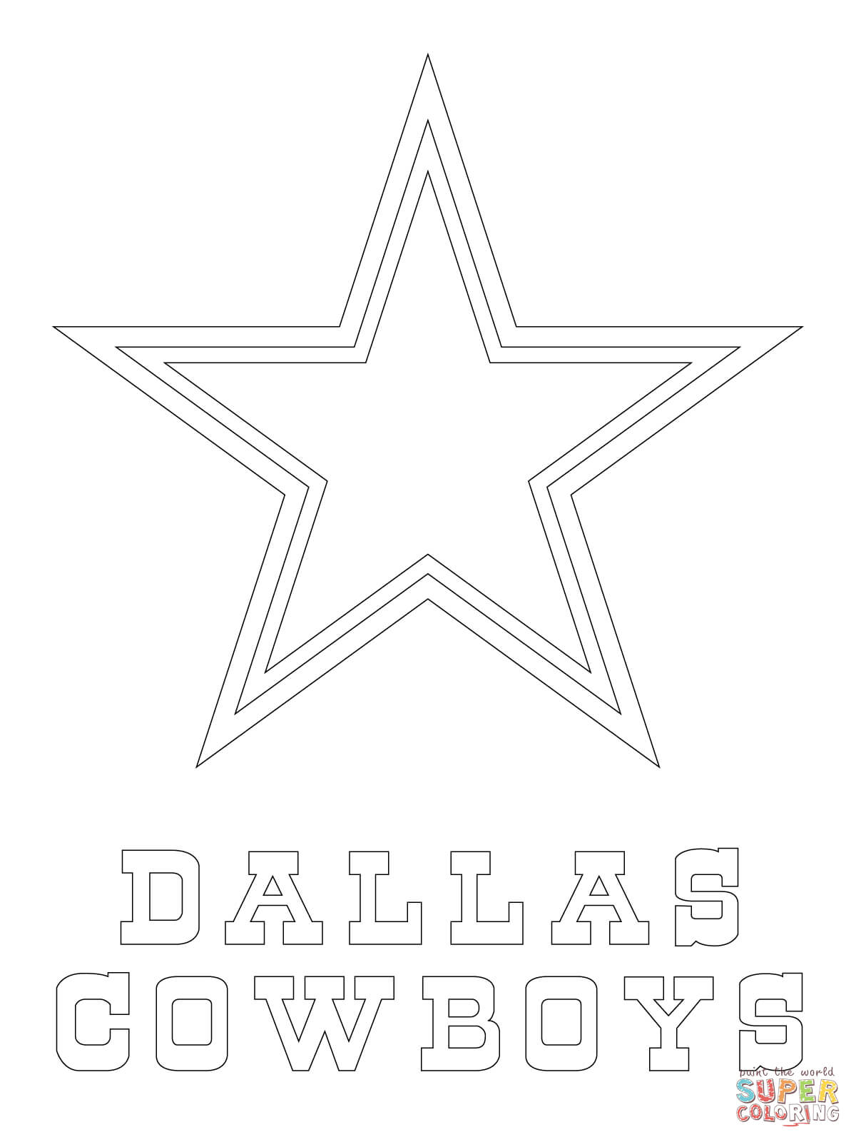 Dallas cowboys logo coloring page free printable coloring pages