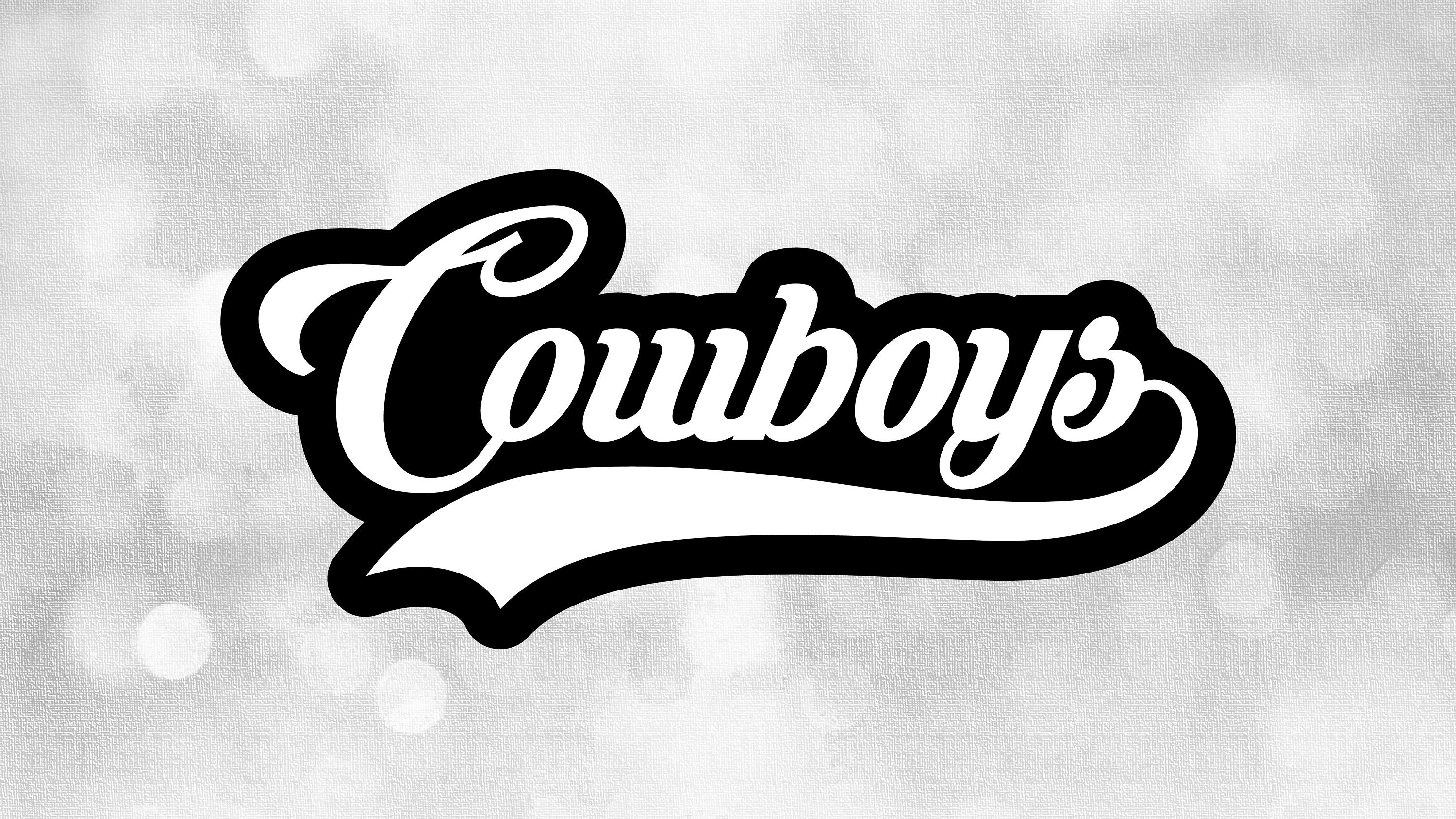 Sports clipart cowboys team name in baseball type lettering with swoosh underline white on black layers digital download svg png