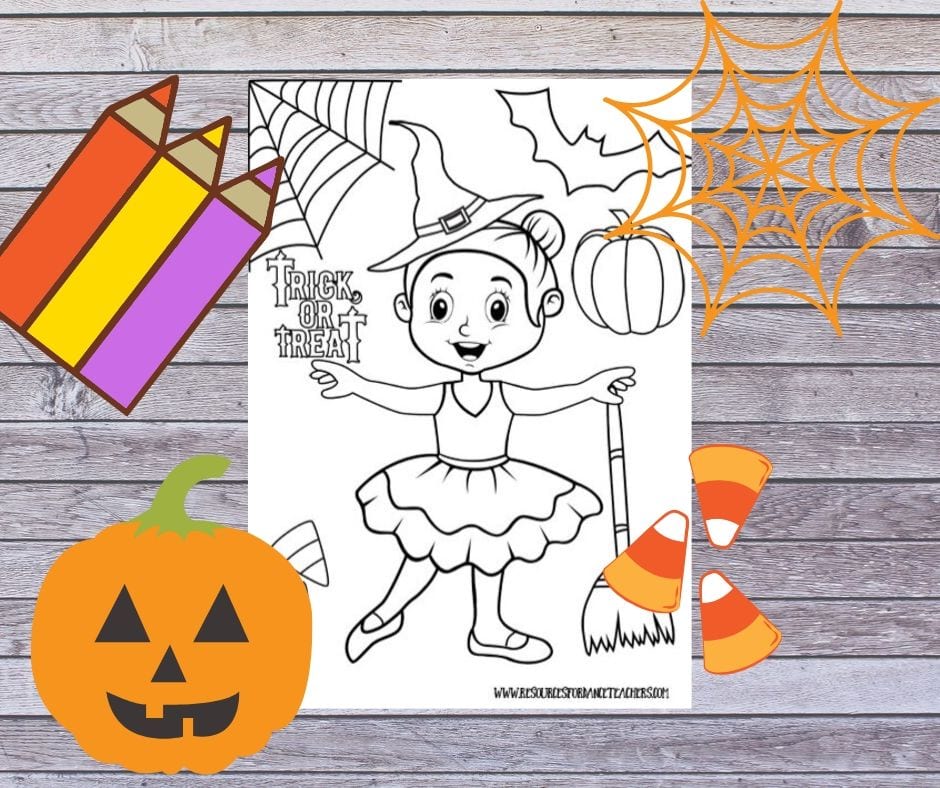 Free halloween ballet coloring page resources for dance teachers