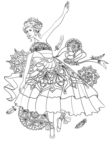 Ballerina swan dance coloring page free printable coloring pages