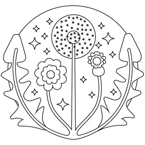 Dandelion coloring page free printable coloring pages