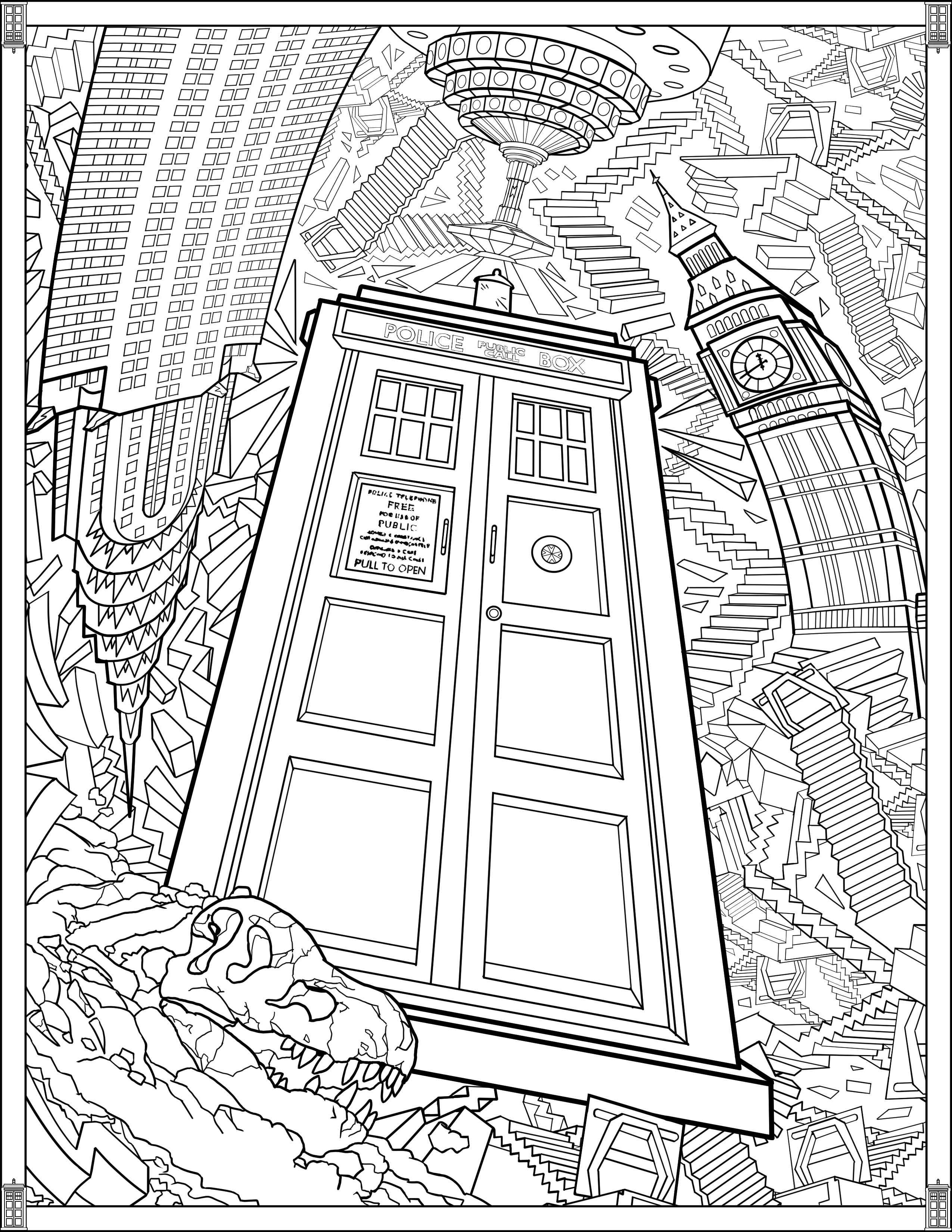 Doctor who wibbly wobbly timey wimey coloring pages printables