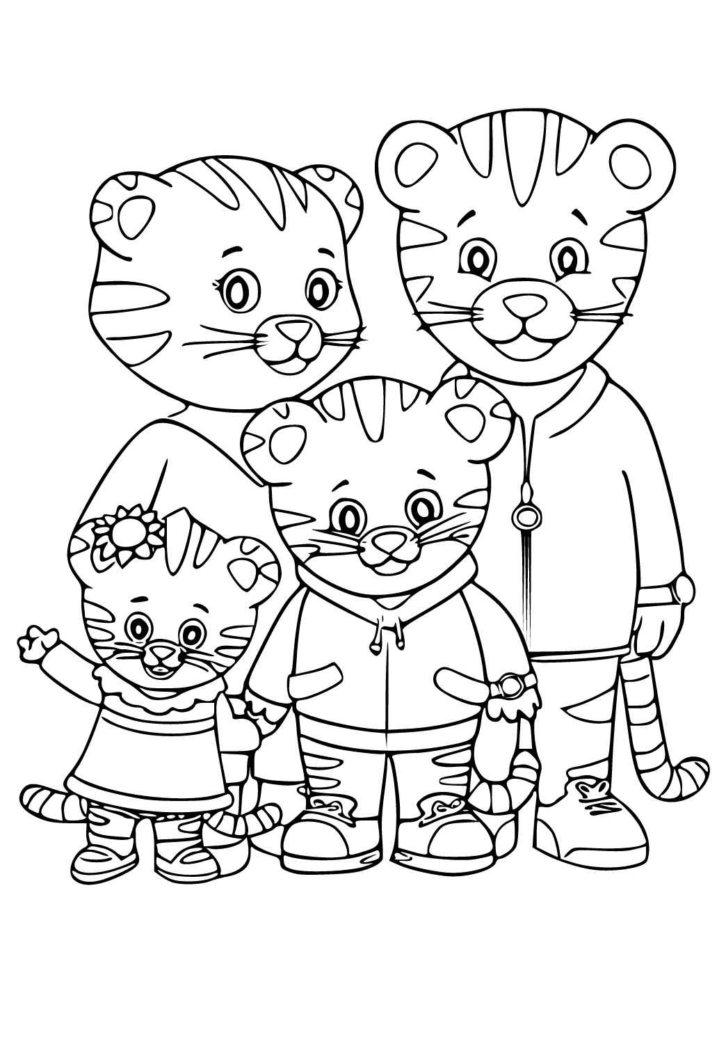 Free printable daniel tiger family coloring page for adults and kids