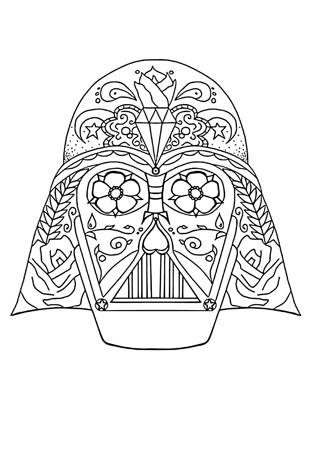 Free printable darth vader difficult coloring page for adults and kids