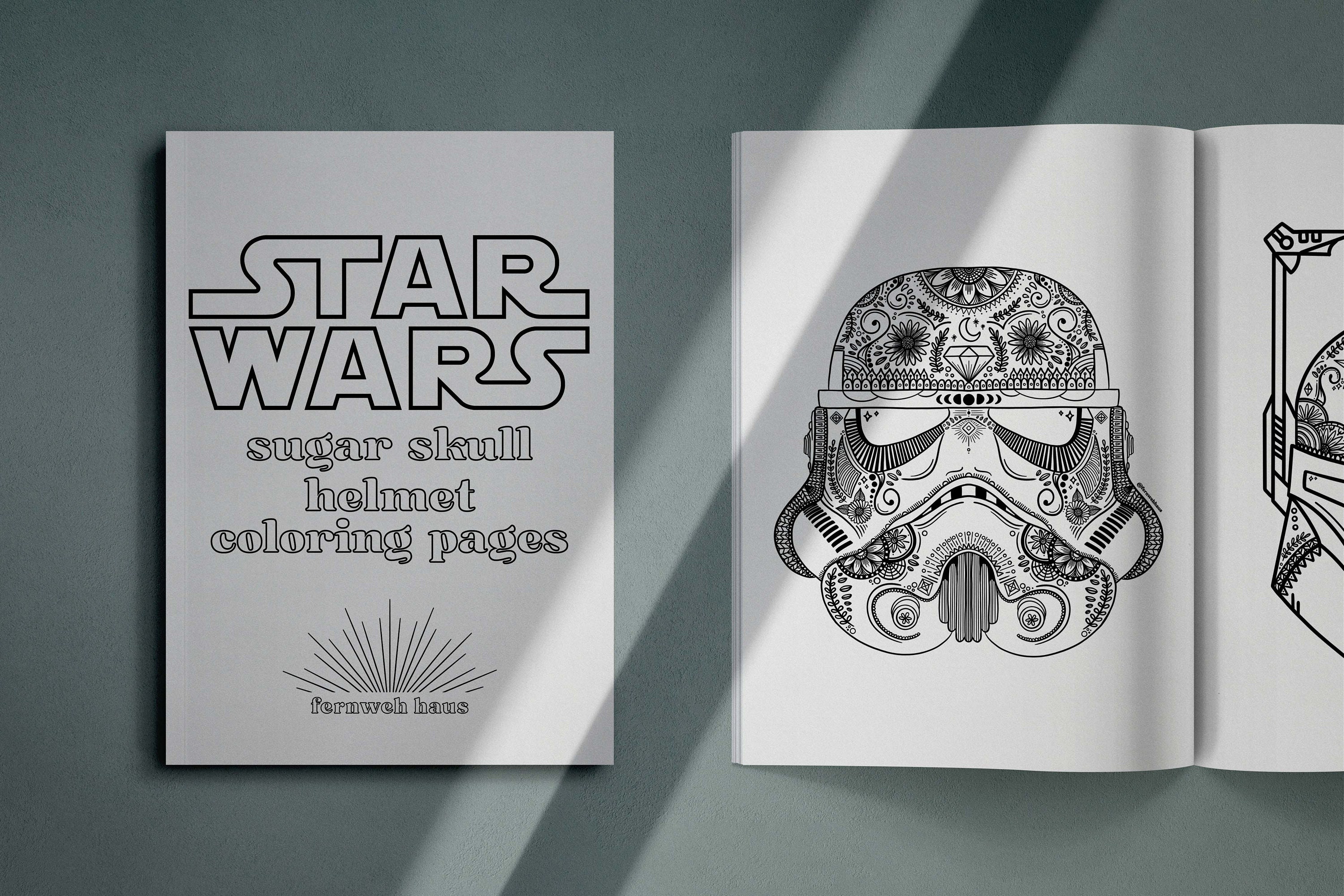 Star wars sugar skull helmet coloring pages digital download