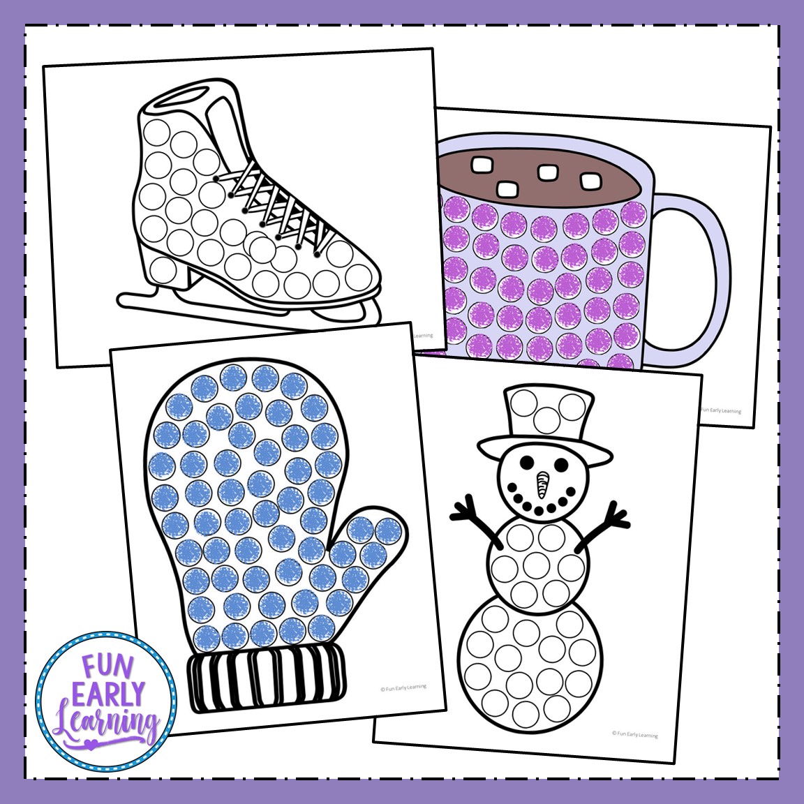 Winter bingo dauber coloring pages free printable