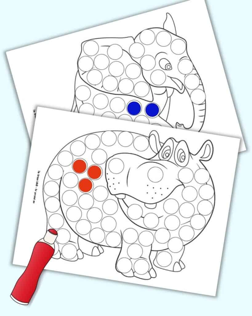 Free printable safari animal dab it marker pages