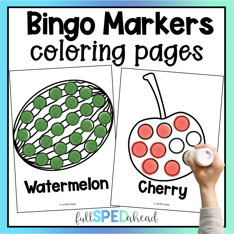 Fine motor activities bingo marker dauber printable coloring pages fruits