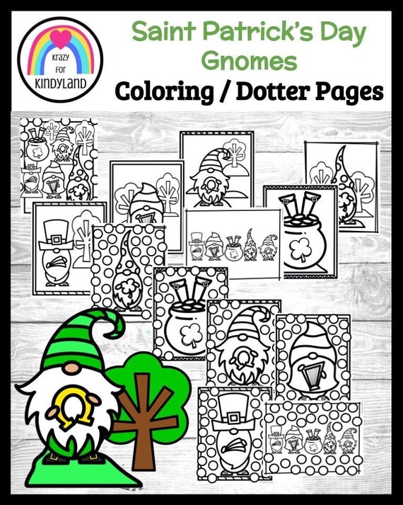 Saint patricks day gnomes leprechaun dauber coloring pages booklet kids coloring pages coloring book kids coloring sheets