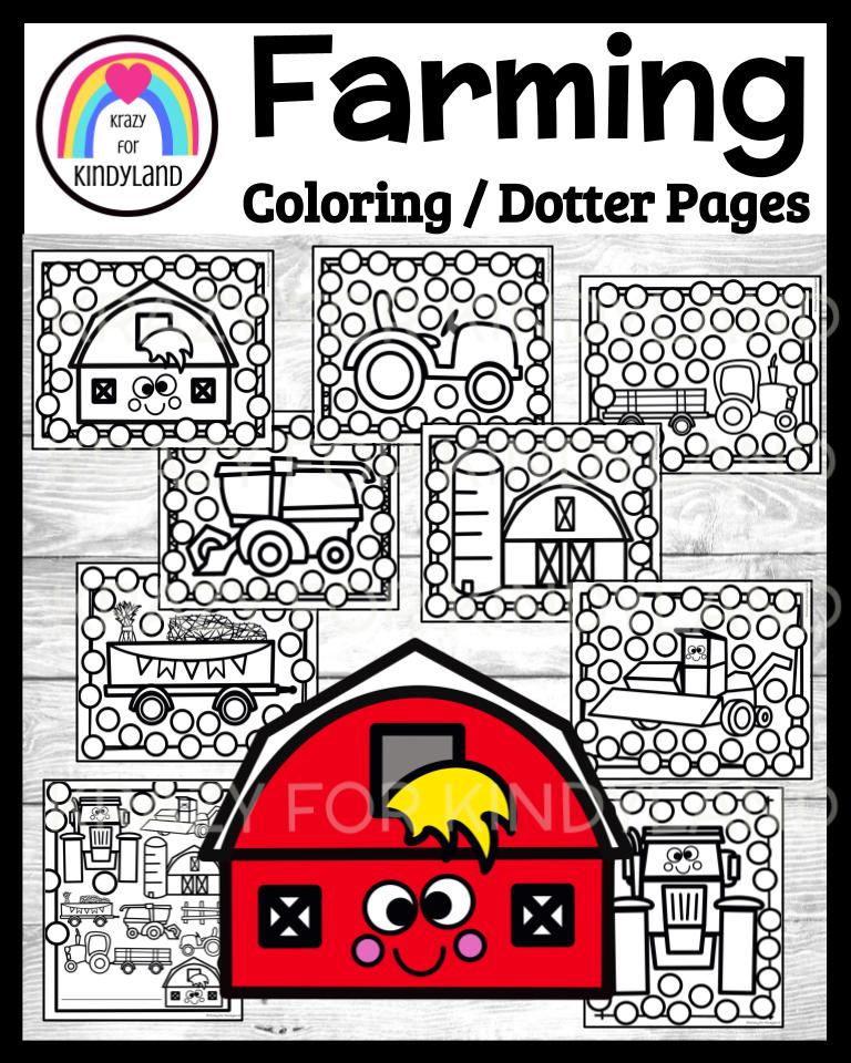 Farm coloring dauber pages booklet dot a barn tractor bine hay wagon