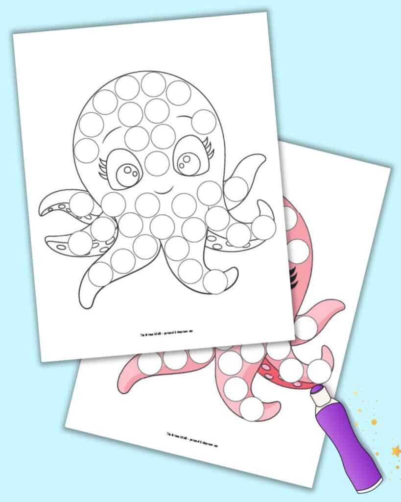 Free printable cute animal dot marker coloring pages