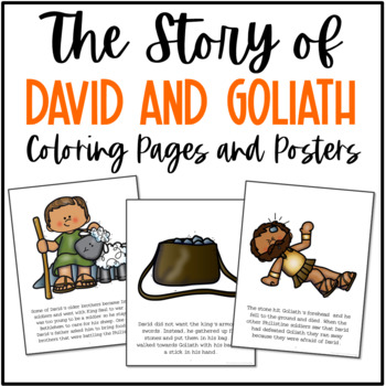 David and goliath bible story coloring pages and posters craft activity