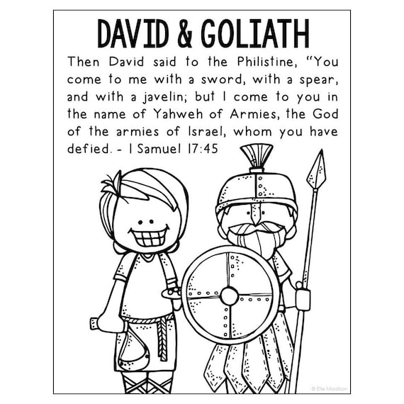 David and goliath bible story coloring page activity sunday school lesson plan bible study unit for kids old testament for kids