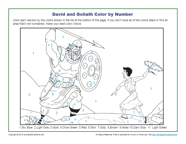 David and goliath color by number