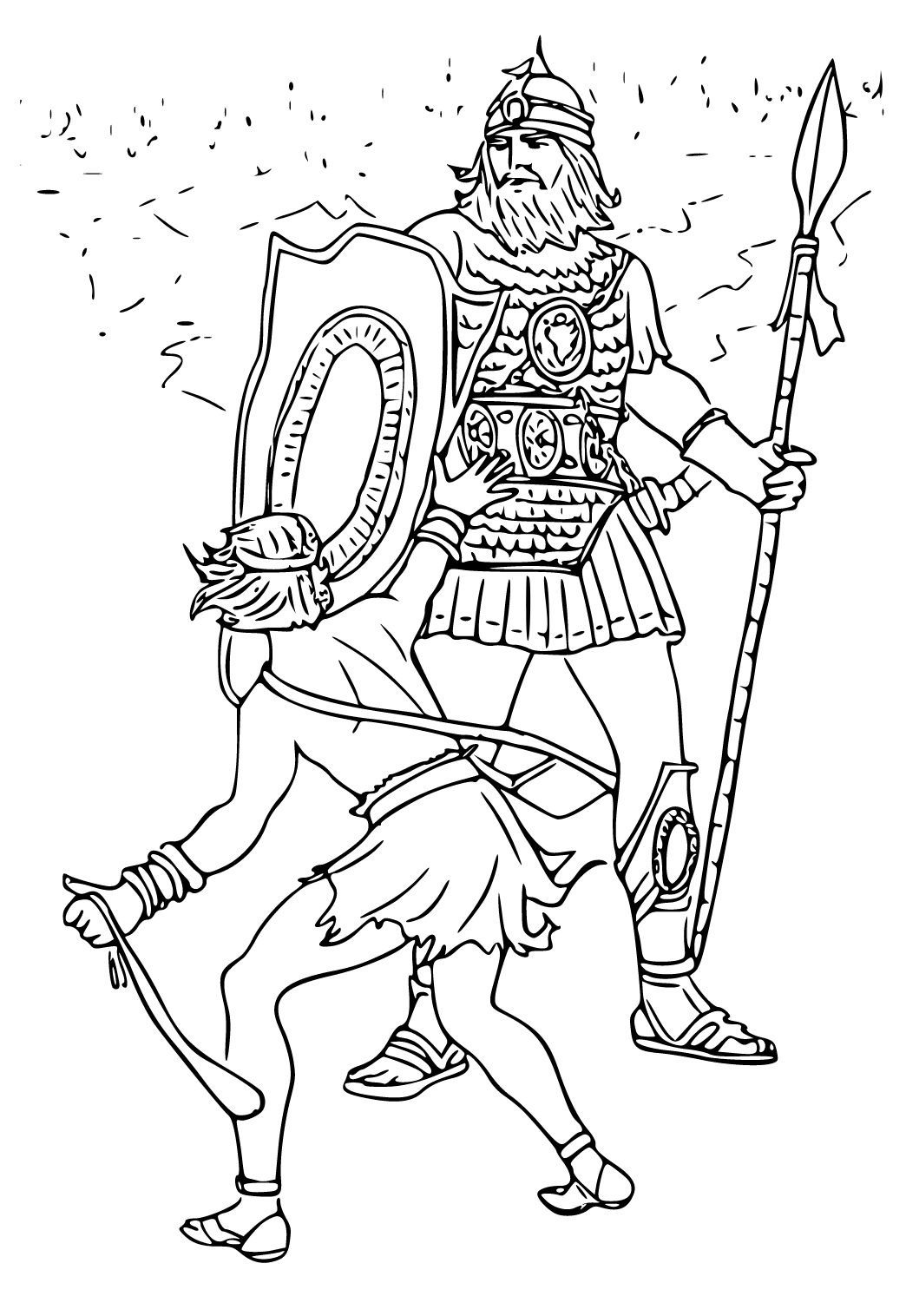 Free printable david and goliath story coloring page for adults and kids