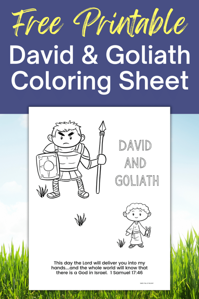 David and goliath coloring page free printable