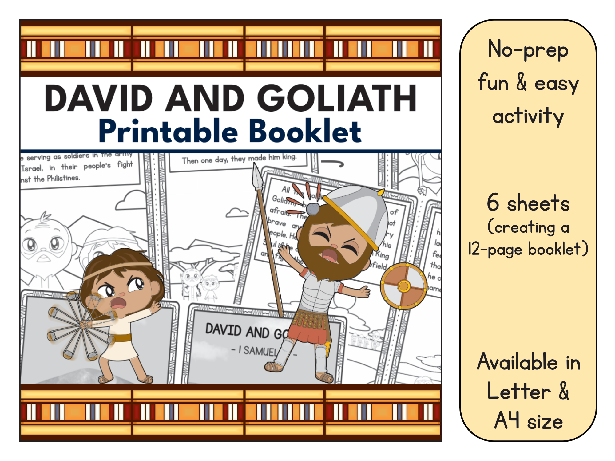 David and goliath printable booklet activity made by teachers