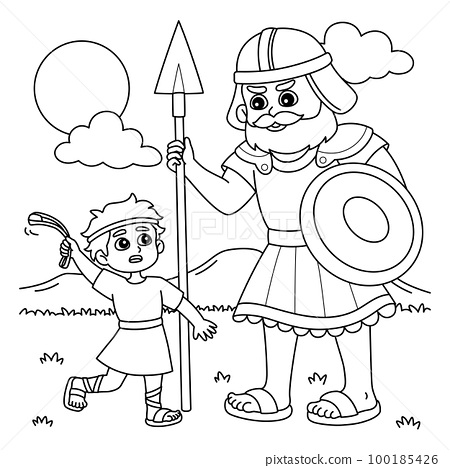 David and goliath coloring page for kids