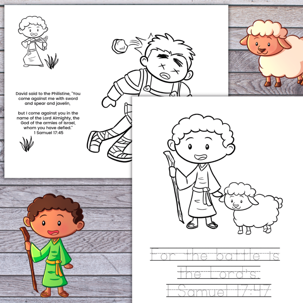 David and goliath coloring page free printable