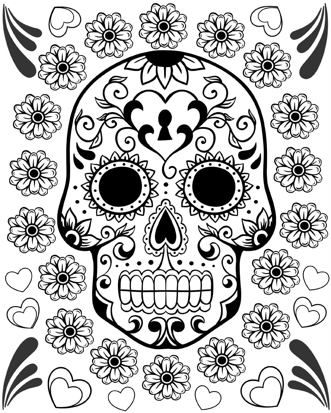 Free printable day of the dead coloring pages