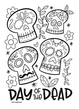 Day of the dead coloring sheet by mrs arnolds art room tpt