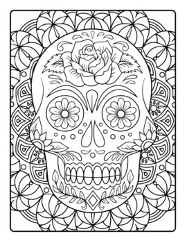 Sugar skull or day of the dead coloring pages by ron brooks tpt