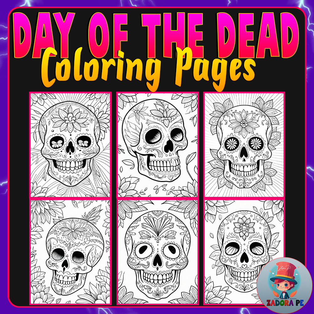 Day of the dead dia de los muertos skulls coloring pages coloring sheets made by teachers