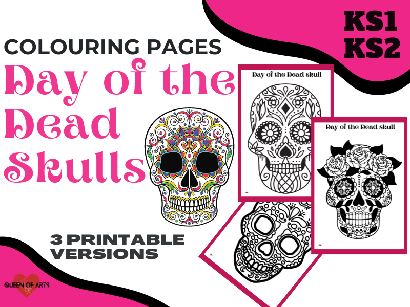 Day of the dead colouring pages teaching resources