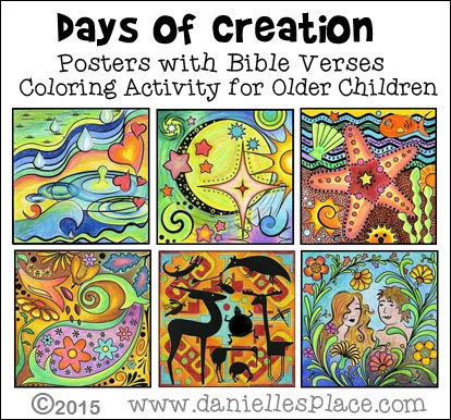 Days of creation doodle coloring sheets