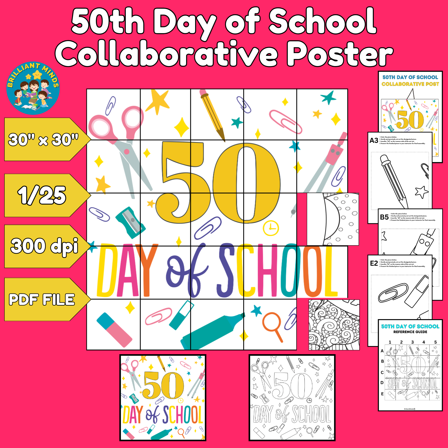Th day of school collaborative poster art coloring pages bulletin board th made by teachers