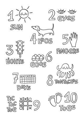 Numbers and counting practice printable poster worksheet for pre school kindergarten kids contour numbers flashcard for kids learning to count coloring sheet ù ùùø øªøµù ùù ù