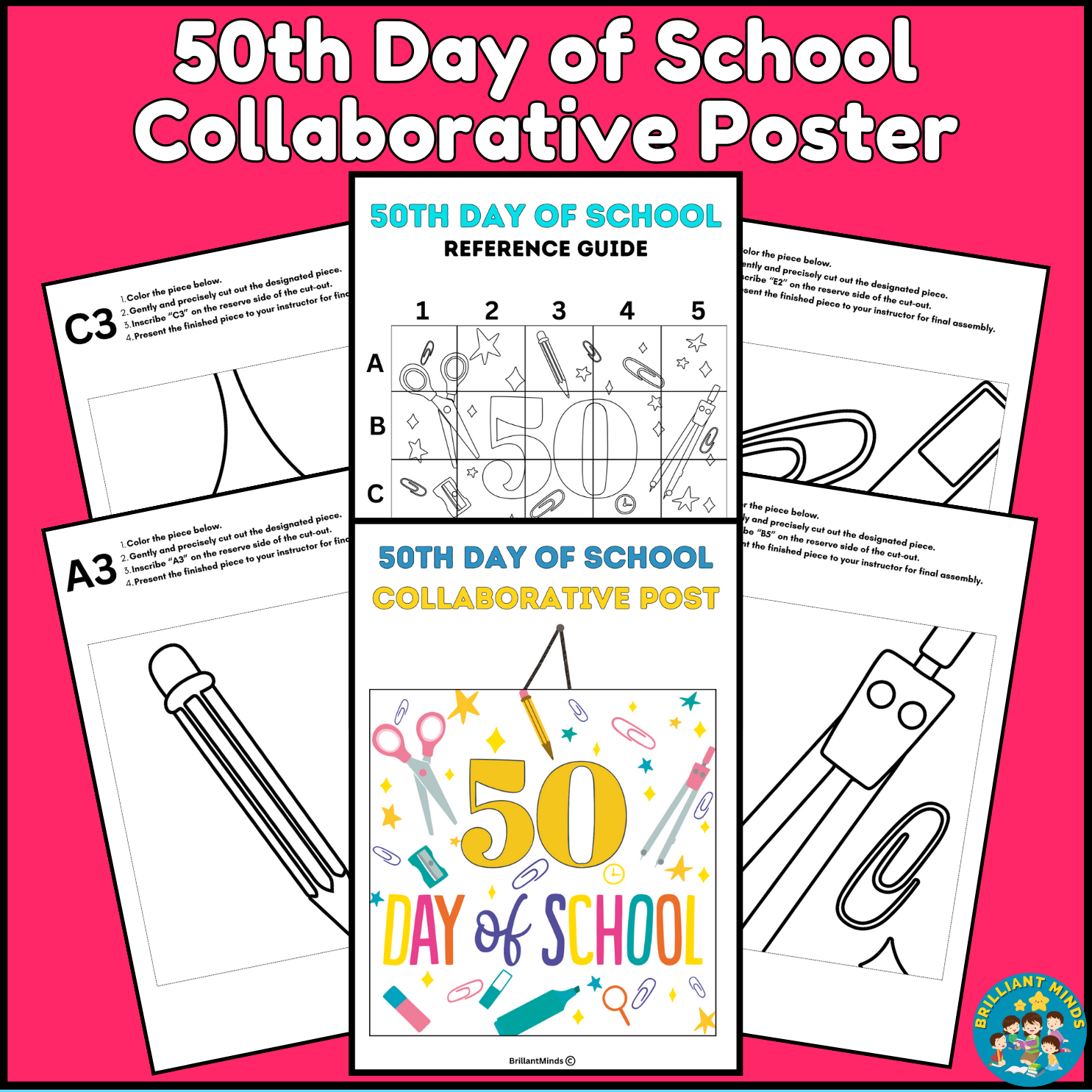 Th day of school collaborative poster art coloring pages bulletin board th made by teachers