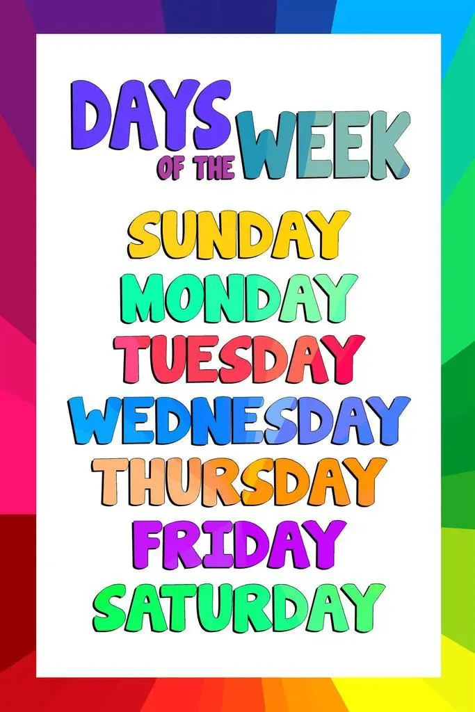 Days of the week classroom light cool wall decor art print poster x