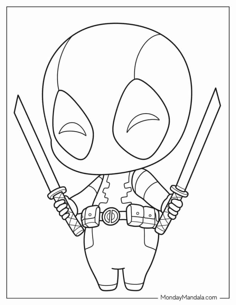 Deadpool coloring pages free pdf printables