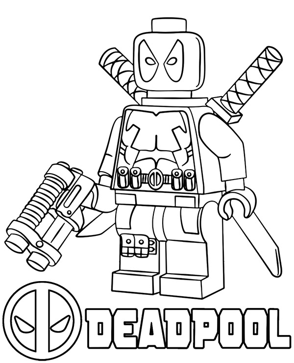 Deadpool lego minifigure coloring sheet