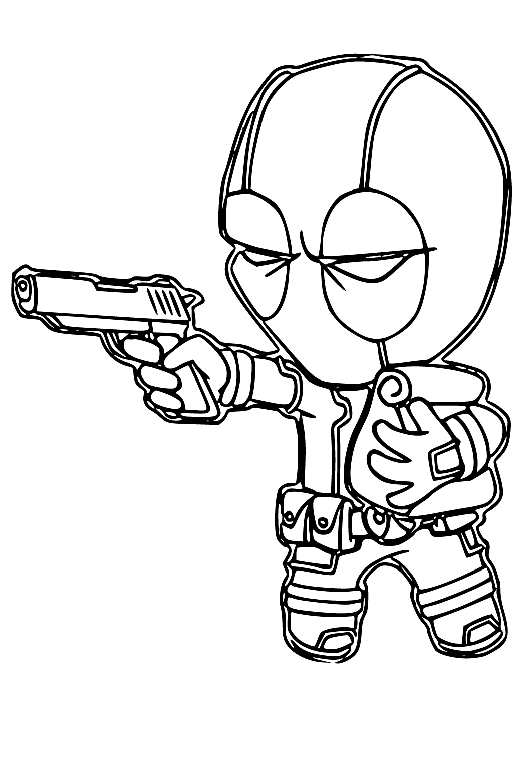 Free printable deadpool gun coloring page for adults and kids