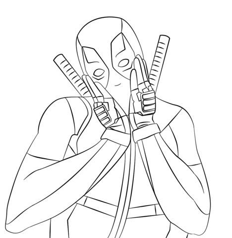 Lovely deadpool coloring page free printable coloring pages