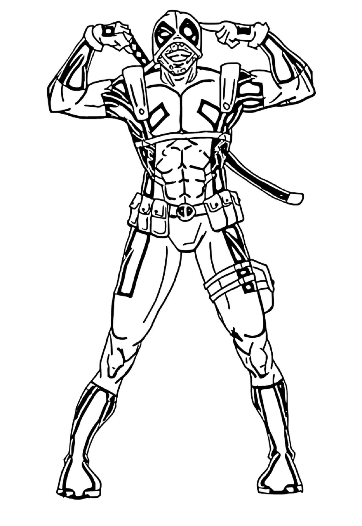 Drawing deadpool coloring page