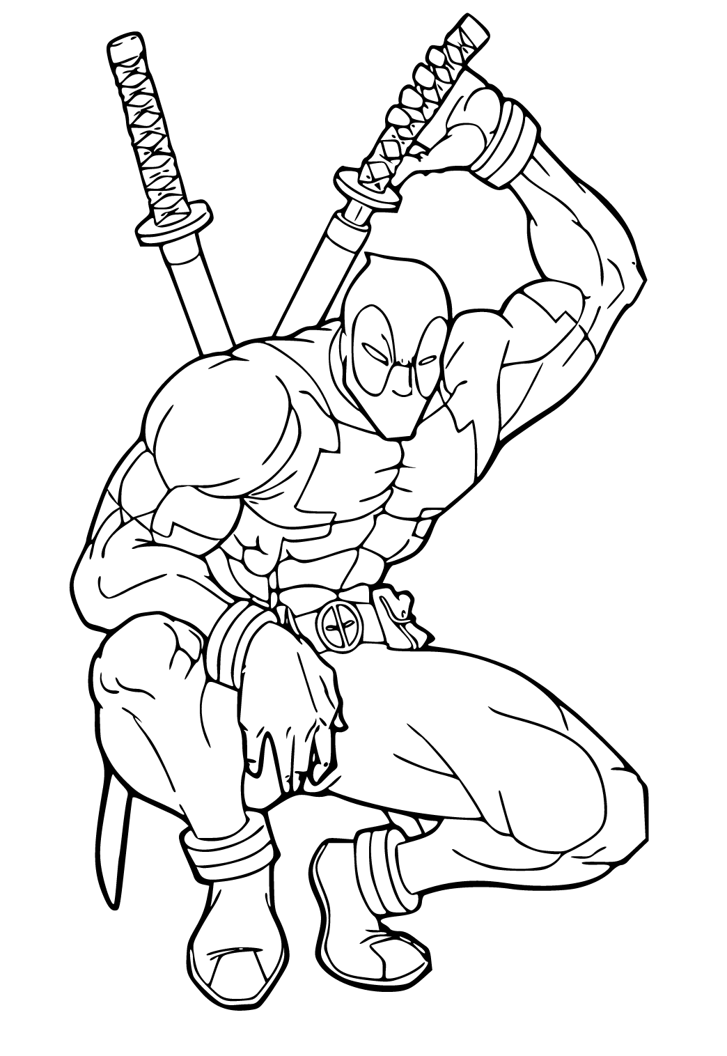 Free printable deadpool sword coloring page for adults and kids