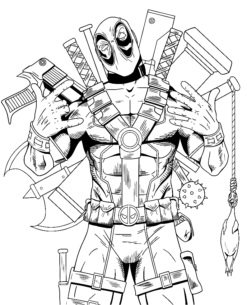 Deadpool coloring pages printable for free download