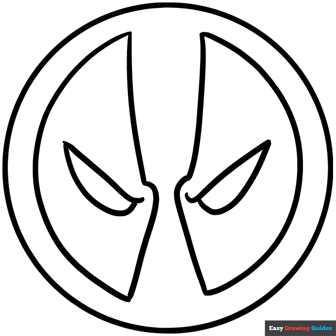 Deadpool logo coloring page easy drawing guides