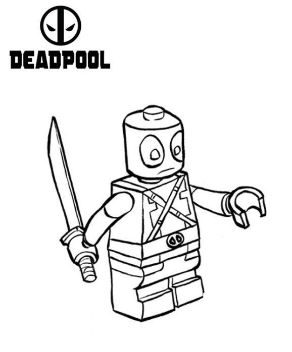 Funny lego deadpool coloring page